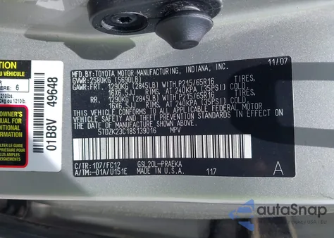 2008 Toyota Sienna Le from USA, damaged, VIN 5TDZK23C18S139016